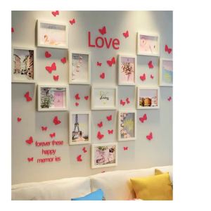 Creative photo frame combination simple photo wall living room wall hanging background wall decoration washable photos no need for punching