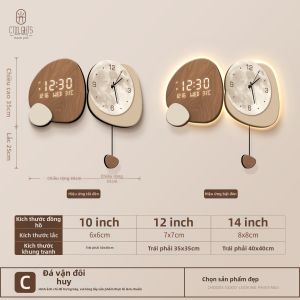 CTYLIGHTZ | Đồng Hồ Tường Góc Số Hóa Lịch Toàn Năm Phong Cách Retro