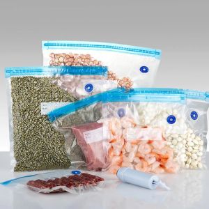 Reusable Food Storage Bags Vacuum Bag Food Air Vacuum Compressed Bag Reusable Freezer Bags Kitchen Storages