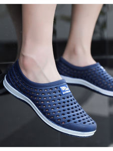 Mens Summer New Hole Shoes Waterproof Anti-slip Breathable Mesh Sandals Casual Outdoor Water Driving Two-wear Boat Driving Breathable