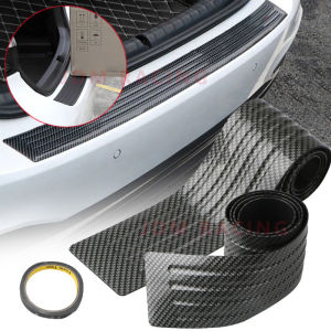 Carbon Fiber Universal Car Trunk Door Guard Strips Sill Plate Protector Rear Bumper Guard Rubber Mouldings Pad Trim Cover Strip