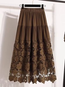 AIYITI | Lace Cutout Midi Skirt for Plus Size Women