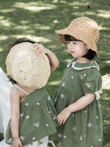 Stylish Embroidered Floral Summer Outfit for Baby Girls Cotton Blend Casual Dress And Shorts Set Cute Childrens Clothing