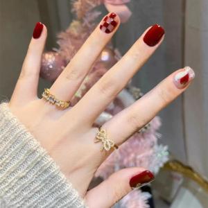 Wearable Red Nail Art Sweet Heart Pattern Finished Product Fake Nails Nail Tips for Any Skin Type from China 30g Net Content