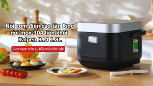 Nồi cơm điện tử cao tần Kalpen R14 màu đen với tay cầm thiết kế hiện đại dung tích 1.8 lít phù hợp nấu cơm gia đình.