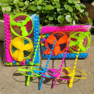 Plastic Sky Dancers Frisbee Gyro with Light Bamboo Dragonfly Hand Push Flying Saucer Luminous Flying Wheel Rotate Kids Toy