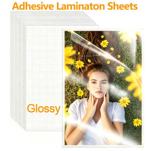 A4 Self-Adhesive Laminating Sheets - No Heat/Machine/ Self-Sealing Pouches for Instant Glossy for ID Badges Business Cards