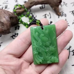 [TL]Fashion Chinese Ethnic Style Glass Hand-Carved Dragon Pendant Necklace  Women Mans Lucky Jewelry Gift