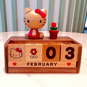 Creative Jeancard Desktop Calendar Cartoon Style Wood Material Birthday Gift for Girlfriend Friend Childrens Day Gift