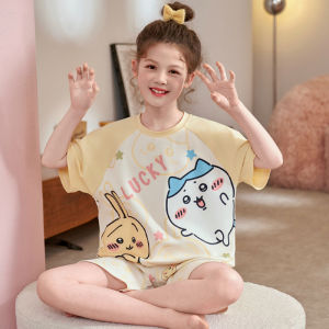 SHAPRA | Cotton Short Sleeve Loose Thin Childrens Pajama Set 3-piece