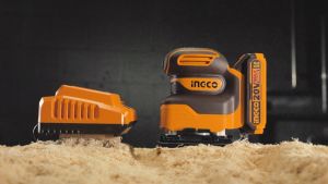 INGCO เครื่องขัดกะดาษทรายไร้สาย 20V SUPER INGCO รุ่น CSHSLI2014 ( (เครื่องเปล่า) และชุดแบตเตอร์รี่และที่ชาร์จ แถมฟรี กระดาษทราบ 5 ใบ