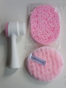 3‑In‑1 Gentle Facial Cleansing Kit Facial Cleansing Brush Cleansing Puff Sponge Set Soft Deep Pore Clean Skincare Tools For Fa