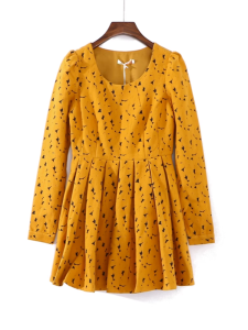 Luxurious Long Sleeve Pleated round Neck Dress Elegant Womens Fashion Autumn Collection Special Offer Elegant Ladies Dress