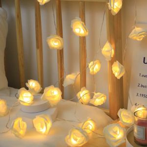 Battery Operated LED Rose Flower String Lights Romantic Floral Fairy Lights for Wedding Party Birthday Festival Decoration