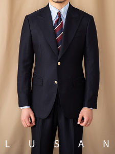British Style Navy Blue Single Breasted Blazer