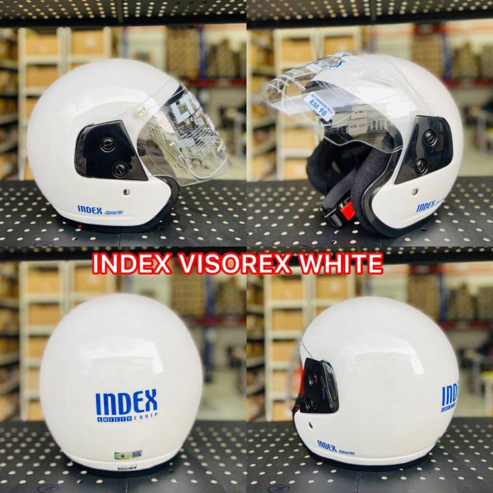 index helmet lazada | DOT APPROVED 2010 and EN379 4/9 Index Black/Blue Dual Visor Half