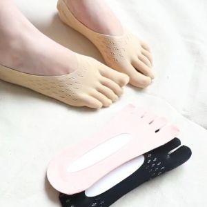 JJ005 Kaos Kaki Jari 5 Jari Kaus Kaki Wanita Pendek Sendal Jepit Hidden Invisible Socks Five Toe