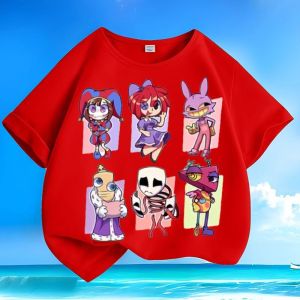 Bandai | The Amazing Digital Circus Children Casual T-Shirt Light Cotton Short Sleeve Tees Boys Girls All Seasons Anime Outfit Gift