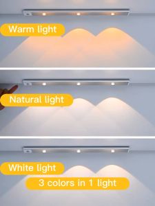 60/80/100/120CM Dimming Wireless Motion Sensor Kitchen Cabinet Light USB Rechargeable Ultra Thin Magnetic Wardrobe Lamp With Remote Control Led Cat Eye Light Strip Night Light for Room Closet Cupboard Shelve