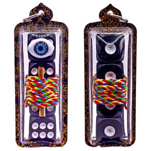 K508 ตะกรุดเต๋าบ่อนแตก ครูบาพร วัดปู่ฮ้อ เชียงใหม่ เลี่ยมกรอบพลาสติกกันน้ำ ขนาด 7.0x2.0 cm ปลุกเสกแล้ว ตุ๊เจ้าปู่ฮ้อ