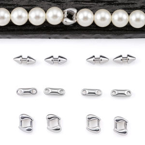 โลหะสแตนเลสสองชั้นรูเชื่อมต่อเครื่องประดับสร้อยคอแบบทำมือสร้อยข้อมือเครื่องประดับจี้รูปกรวยคู่