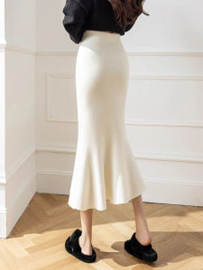 New Spring Fashion French Elegance Knitted Pencil Mermaid Mid-Length Skirt