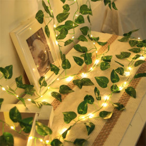 2 M/5 M/10 M สีเขียวใบไฟ LED String Garland คริสต์มาส Fairy Light สําหรับห้องนอนหน้าแรก Patio อีสเตอร์งานแต่งงานตกแต่ง