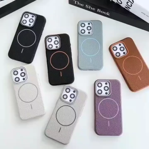 Lychee Leather Pattern Magsafe Case For iPhone 17 17 Air 17 Pro max 12 12 Pro 13 14 15 14 pro max 15 pro max 16 pro max Premium softcase Bludru