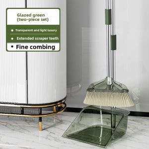Transparent Luxury Soft Bristle Broom and Dustpan Set