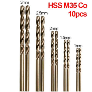 10 Pcs HSS M35 Cobalt Drill Bit 1mm 1.5mm 2mm 2.5mm 3mm Twist Drill Set for Power Tools Metal Drilling Woodworking Tools