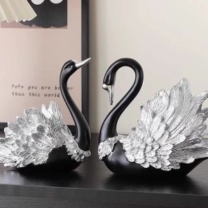 Modern Luxury Swan Decoration Nordic Style Home Entrance Living Room TV Bar Cabinet Large Size Decorative Accessories