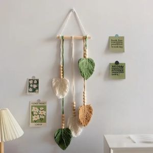 Tranh Treo Tường Dệt Thủ Công Bằng Lá Cây Chất Liệu Macrame Trang Trí Cho Căn Hộ Phòng Ngủ Phòng Khách 100% Polyester Dệt Kim