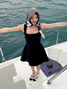 Princess Style One Shoulder Black Dress Womens Summer New Arrival Dopaamine Clothing Skirt Single Piece Vacation Style