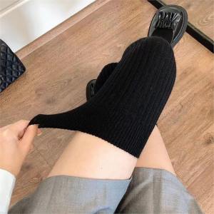 Women Long Socks Cashmere Women Boot Solid Wool Thigh Stocking Skinny Casual Cotton Over Knee-High Fluffy Female Long Knee Sock