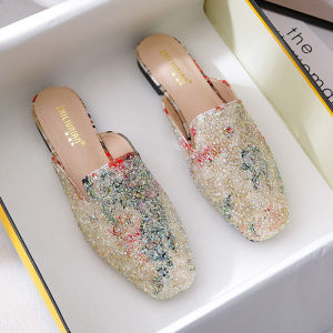 Size 33 Online Influencer Refined Closed-Toe Slippers Female Summer Fashion Outwear Flats Lazy Half Slippers Plus Size Sandals 41-43