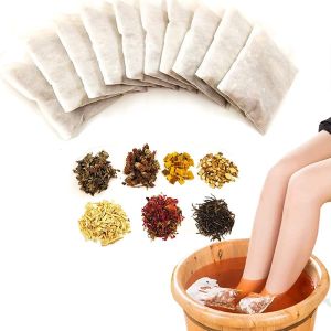 Detox Chinese Herbs Foot Bath Foot Spa Herbal Soaking Foot Powder Wormwood Angelica Ginger Saffron Motherwort 足浴粉 泡脚药包 当归 老姜 藏红花 艾草 益母草