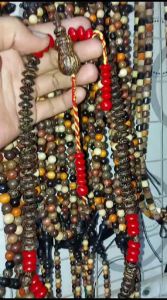 Tasbih kayu kombinasi batu read karal marjan