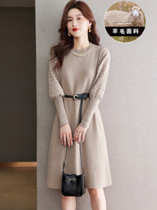 ผู้หญิง ผ้าขนสัตว์ถักยาวปานกลาง เดรส เสื้อกั๊ก เสื้อท่อนบน ชุดชั้นในสําหรับ เสื้อโค้ท ฤดูหนาว ระดับไฮเอนด์ใหม่ เสื้อสเวตเตอร์แคชเมียร์ เดรส สไตล์เกาหลี เดินทาง