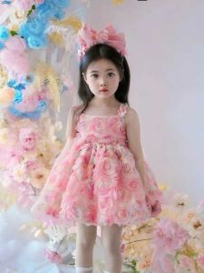 ชุดเจ้าหญิงสไตล์โลเรตาติดโบว์ กระโปรงทรงพอง แขนกุด คอวี สไตล์หวานๆ สำหรับเด็กผู้หญิง ชุดราตรีวันเกิด