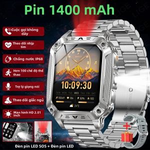 LIGE | Đồng Hồ Thông Minh LIGE 1400mAh Pin Lớn Dành Cho Nam Giới Cuộc Gọi Bluetooth Ngoài Trời IP68 Đồng Hồ Thông Minh Thể Thao Quân Sự Chống Nước 2.01 Màn Hình Theo Dõi Nhịp Tim