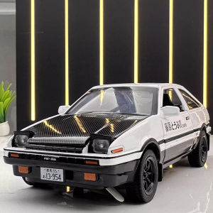 1:30 AE86 Vintage Car Toy Models Metal Diecast Miniature Cars 4 Doors Opened Sound Light Pull Back Simulation Vehicles Kid Gifts