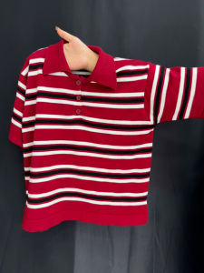 HUOLISI | Red Stripe Short Sleeve T Shirt Slim