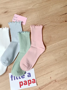 Women Lace Ruffle Cotton Socks Japanese Style Socks Soft Comfortable Crew Socks