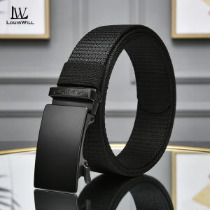 LouisWill Fashion Mens Belt Automatic Buckle Belt Breathable Nylon Belt Fashion Business Belt 120cm Scratch Resistant Belts Leisure Belt Gentlemen Belt Nice Waistband Durable Belt for Men