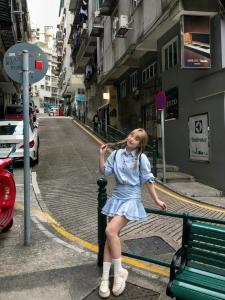 Váy Sơ Mi Kẻ Sọc in Nơ Bướm Thanh Lịch Phong Cách Hàn Quốc Cạp Cao Tay Ngắn Váy Chữ a Váy Ngắn Ôm Sát Eo