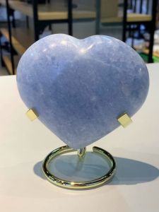💙 全抛光天然天青石爱心 Fully Polished Natural Celestite Heart
