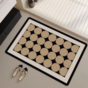 Minimalist Black-and-White Polka Dot Bathroom Mat Absorbent and Non-Slip Entryway Mat Shower Door Mat Home Decor