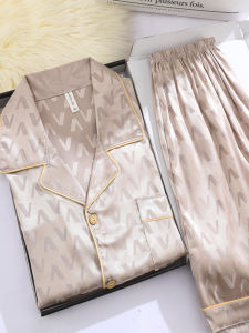 Mens Summer Ice Silk Sleepwear Short Sleeve Three-Piece Thin Cool Feeling Shorts Pants Home Clothes Luxury Style Polyester Fiber