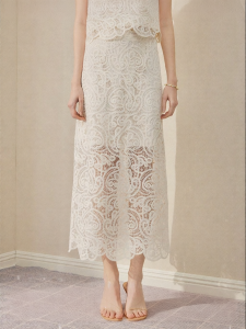 FAMANXUAN | Lace Embroidery A-Line Skirt