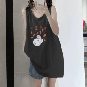 Áo Ba Lỗ Không Tay Cotton Nguyên Chất Cho Nữ Mùa Hè 2023 Thiết Kế Rộng Rãi Thoải Mái Không Đối Xứng in Họa Tiết Động Vật